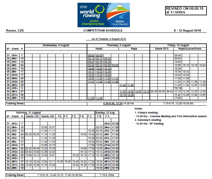 Racice Timetable